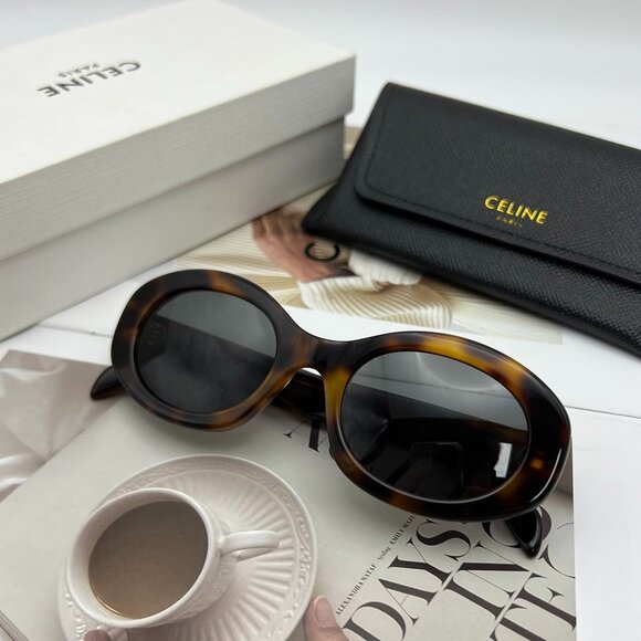 Celine Brown Triomphe 01 Oval Sunglasses - Picture 3 of 6